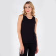 Camiseta sin mangas Mujer malla acanalado Negro