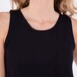 Camiseta sin mangas Mujer malla acanalado Negro