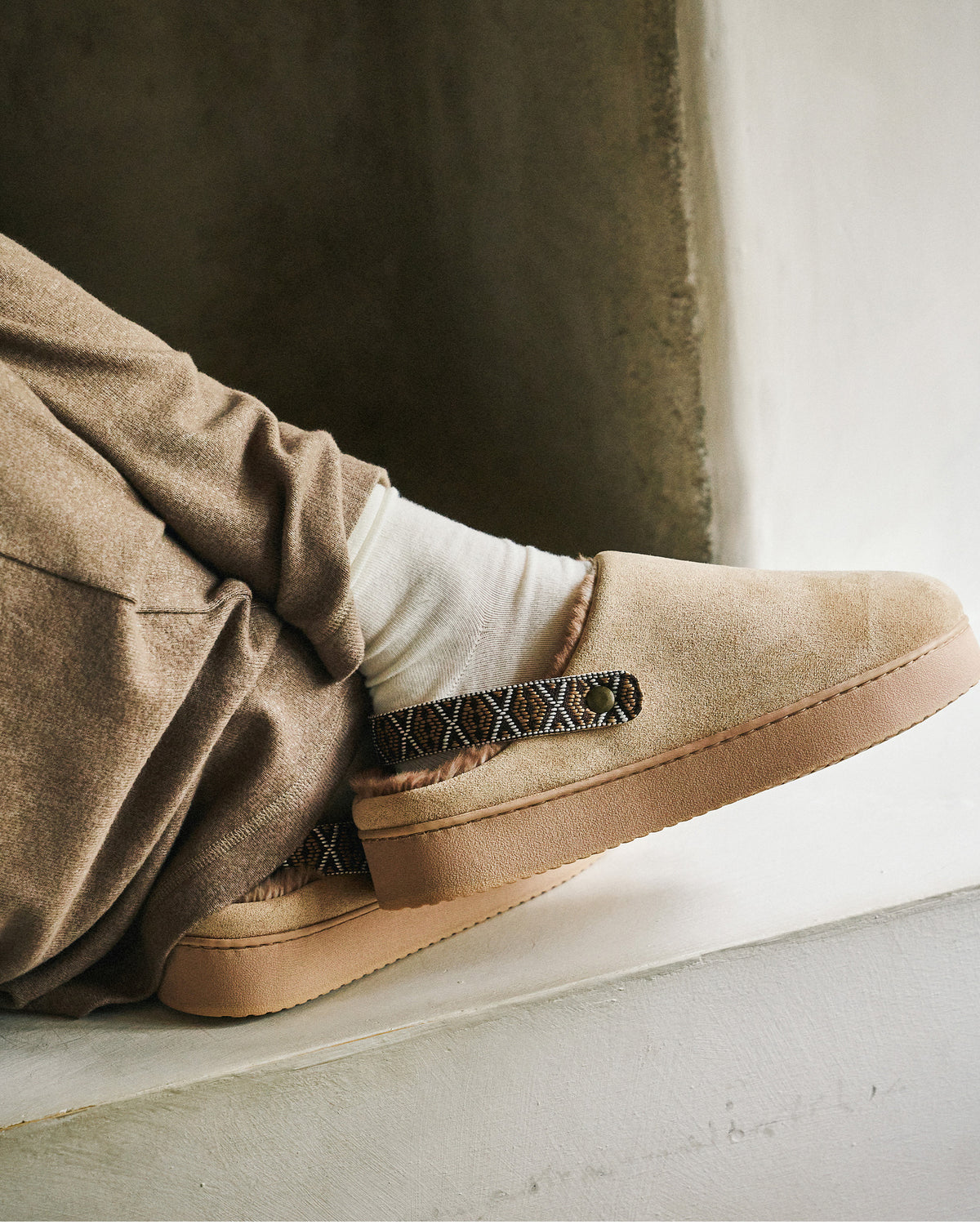 Zapatillas de casa Chinelas plataforma Mujer Beige