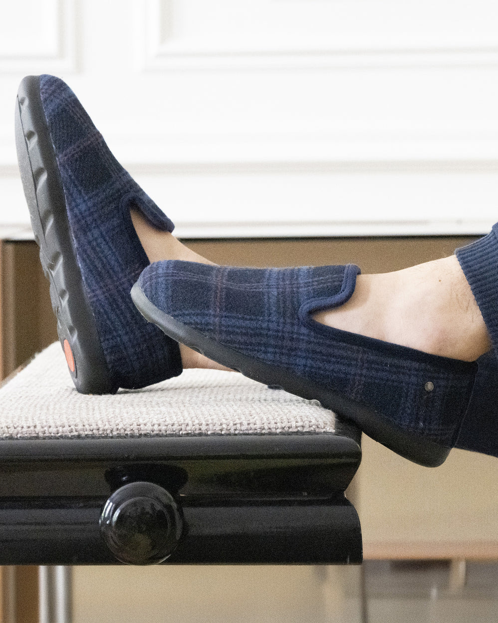 Zapatillas de casa Cerradas Hombre Tartán Azul  - Isotoner