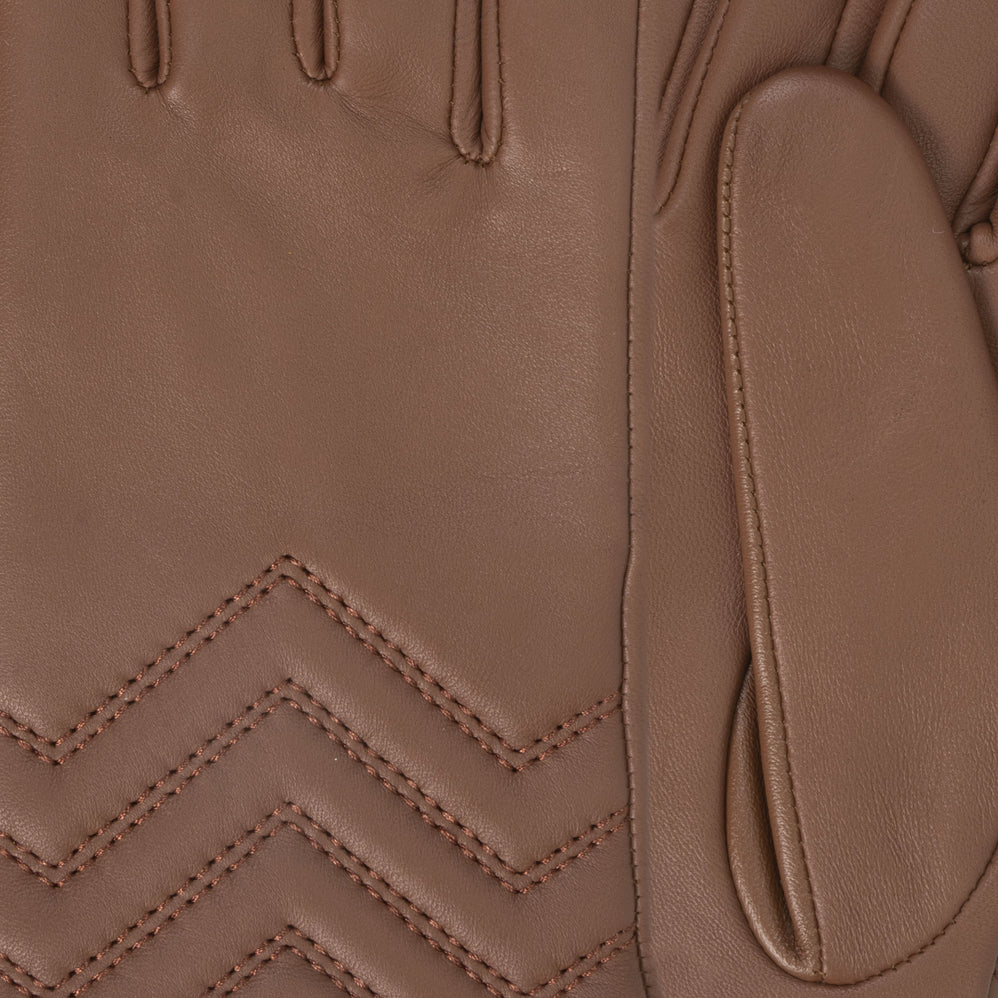 Guantes Mujer piel de cordero Coñac pespuntes - Isotoner