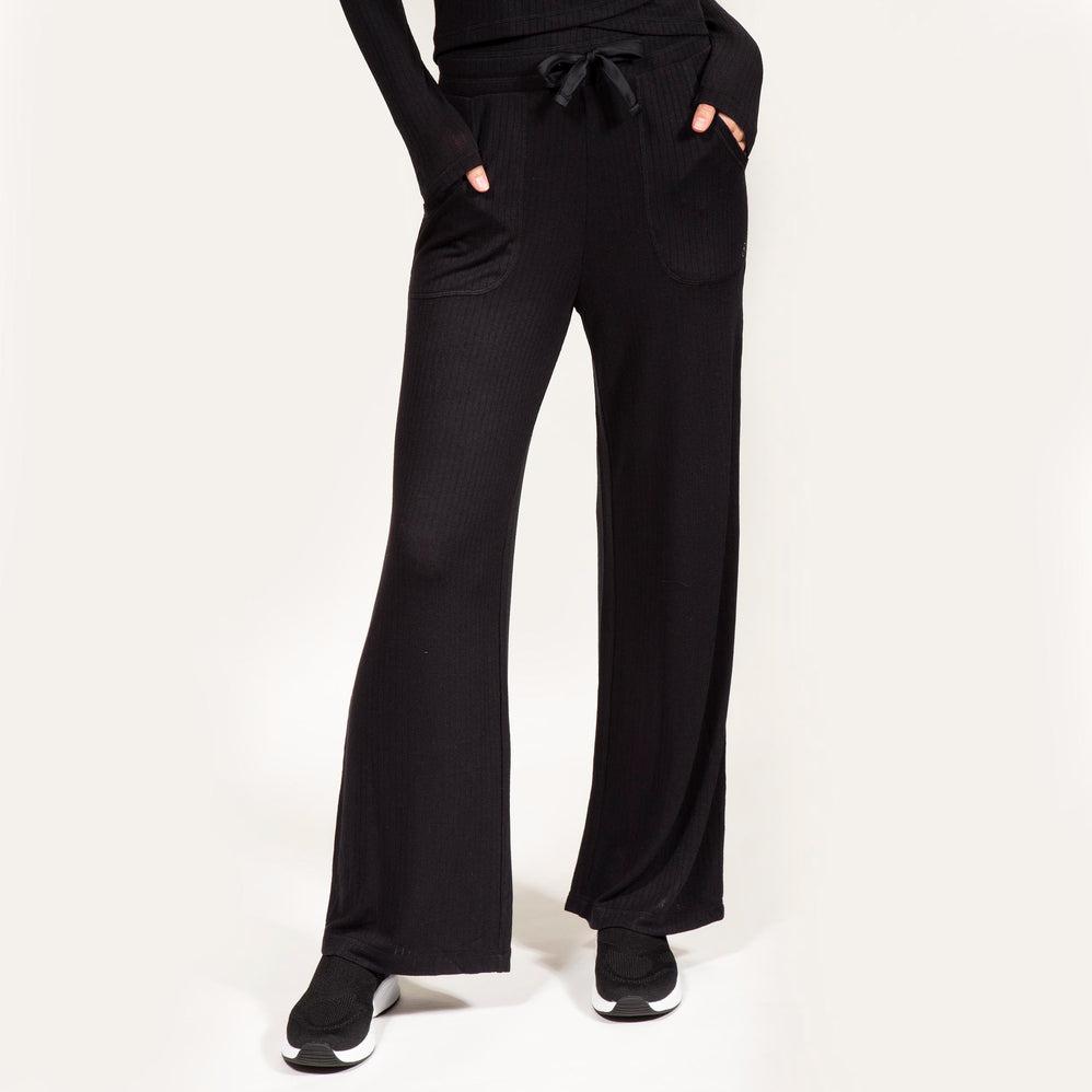 Pantalón largo Mujer malla acanalado Negro - Isotoner