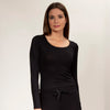 Camiseta de cuello cuadrado Mujer Negro