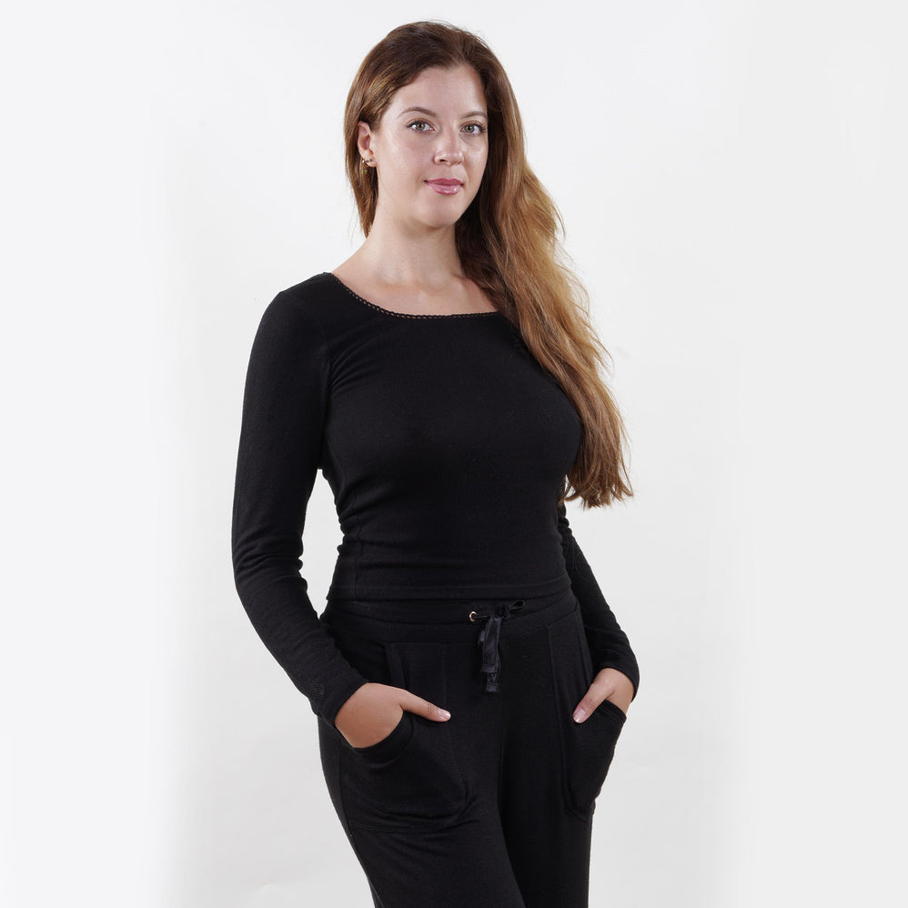 Camiseta de cuello cuadrado Mujer Negro - Isotoner