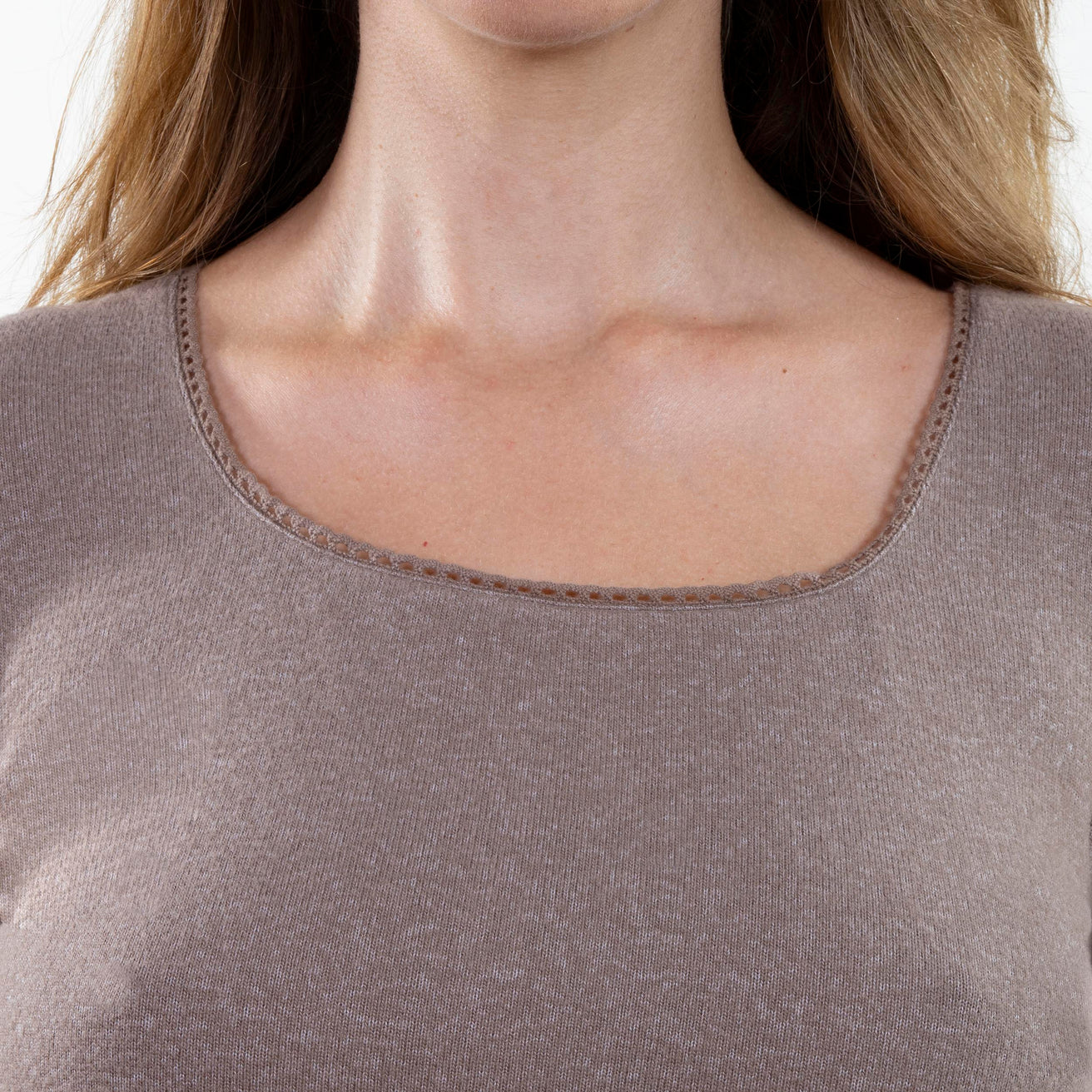 Camiseta de cuello cuadrado Mujer Topo jaspeado