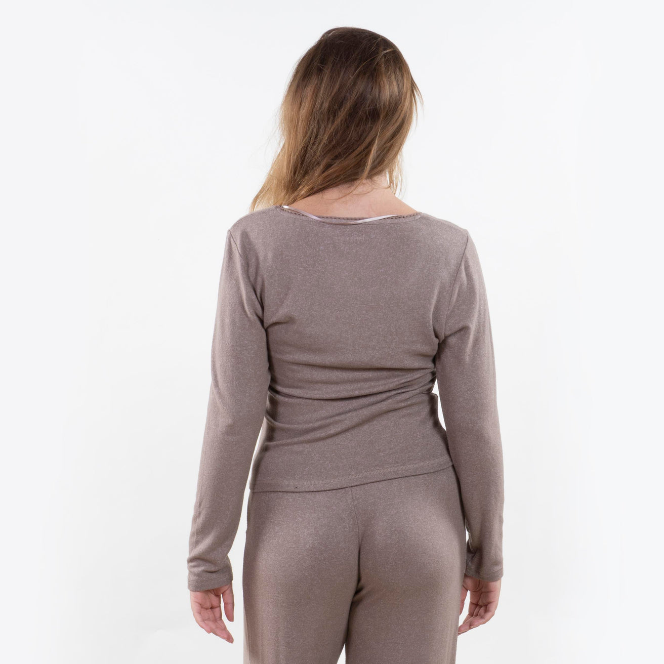 Camiseta de cuello cuadrado Mujer Topo jaspeado