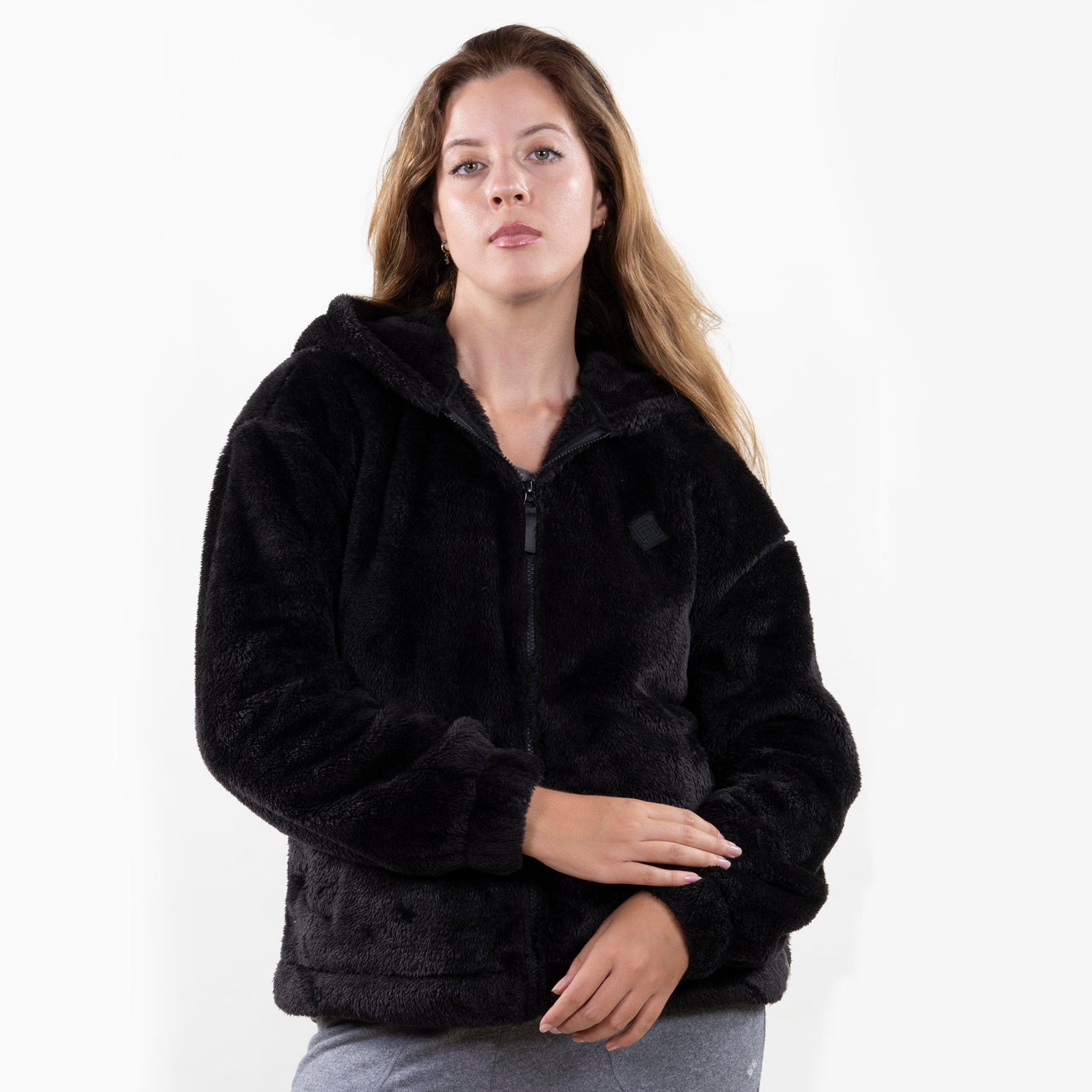 Chaqueta piel de imitación Mujer Negro