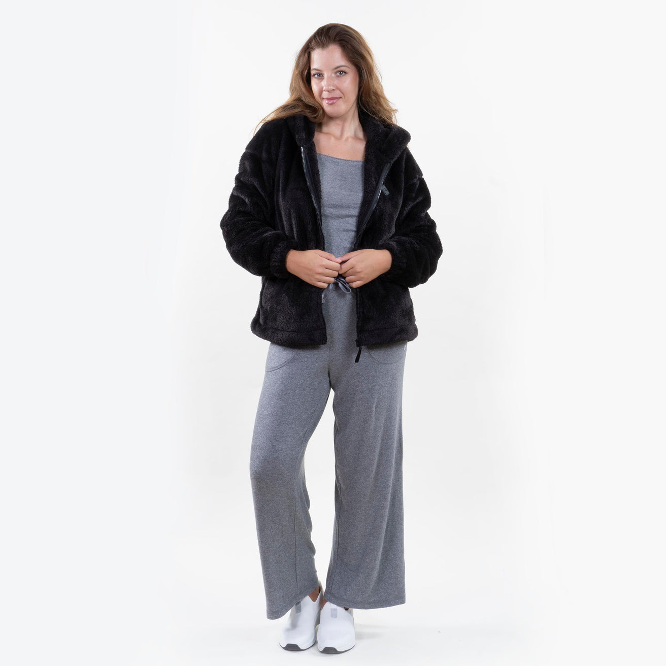 Chaqueta piel de imitación Mujer Negro