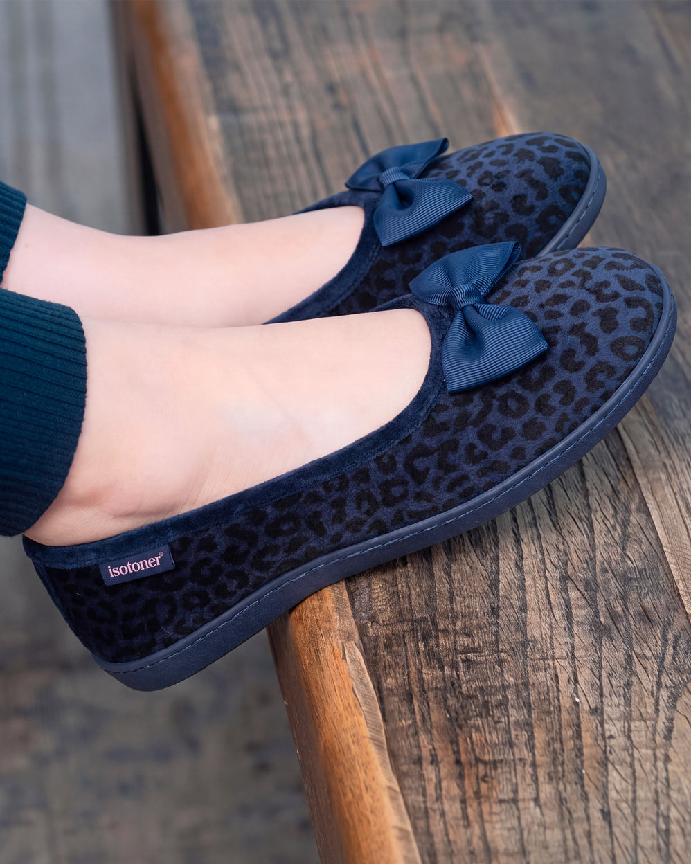 Zapatillas de casa Bailarinas Mujer Leopardo Marino - Isotoner