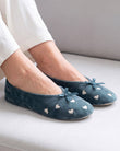 Zapatillas de casa Bailarinas Mujer Gran Lazo Salvia