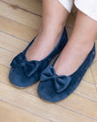 Zapatillas de casa Mujer gran lazo Azul pato