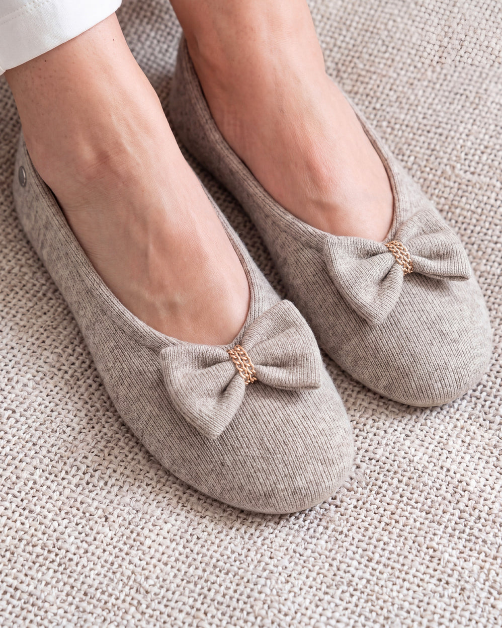 Zapatillas de casa Bailarinas Mujer Gran Lazo Caqui - Isotoner