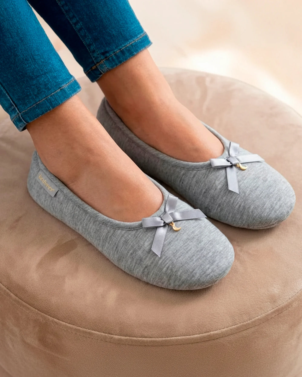 Zapatillas de casa Bailarinas Mujer Gris nudo satinado - Isotoner
