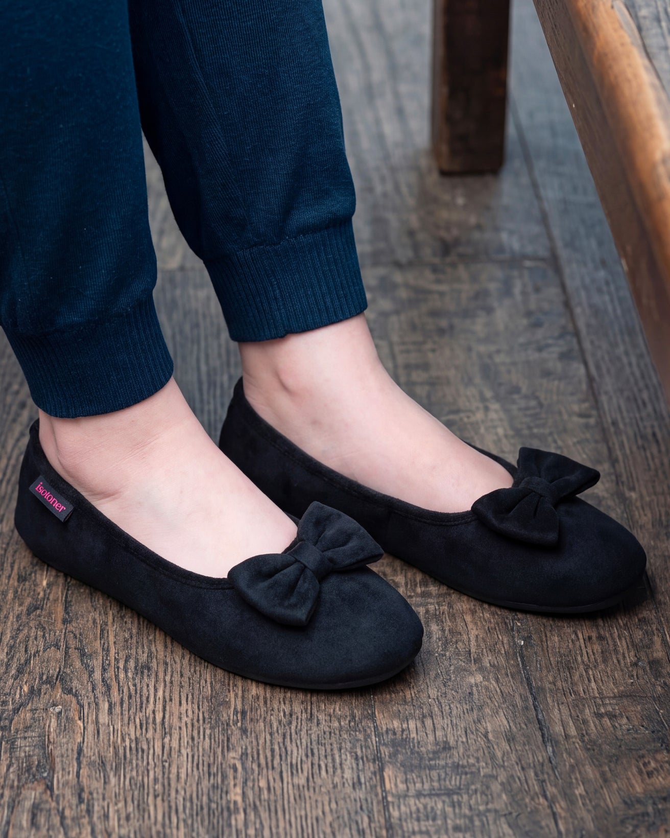 Zapatillas de casa Bailarinas Mujer Negro Rojo cuadros