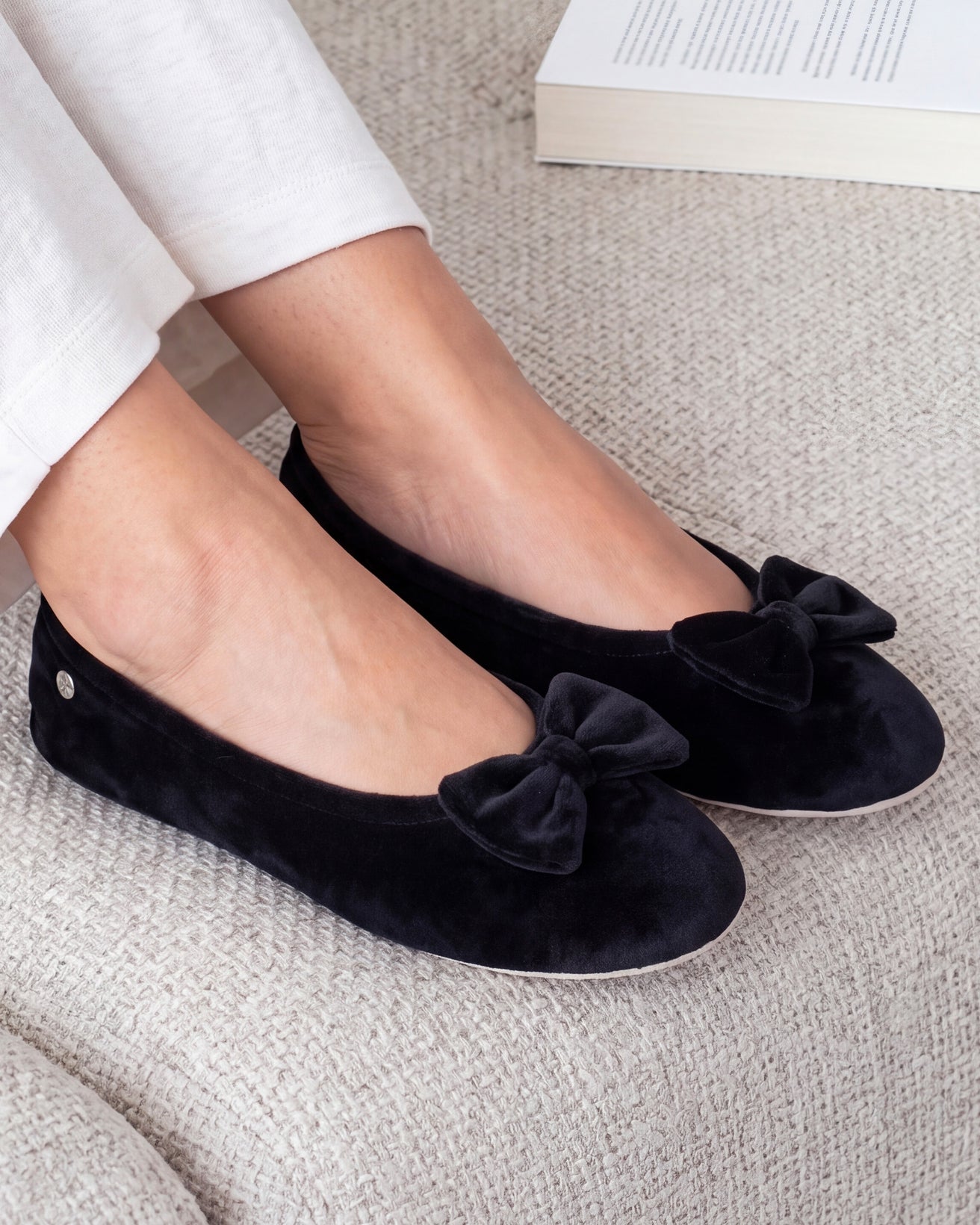 Zapatillas de casa bailarinas Mujer Gran Lazo Negro