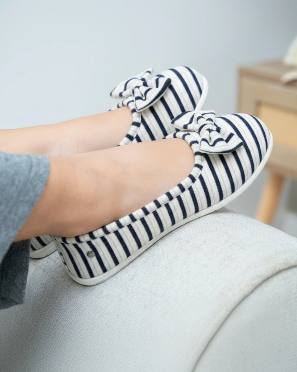 Zapatillas de casa Mujer Azul rayas - Isotoner