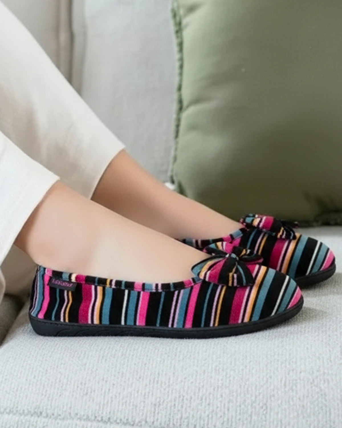Zapatillas de casa bailarinas Mujer Rayas Rosas