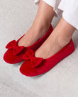 Zapatillas de casa bailarinas Mujer Grande Nudo Rojo