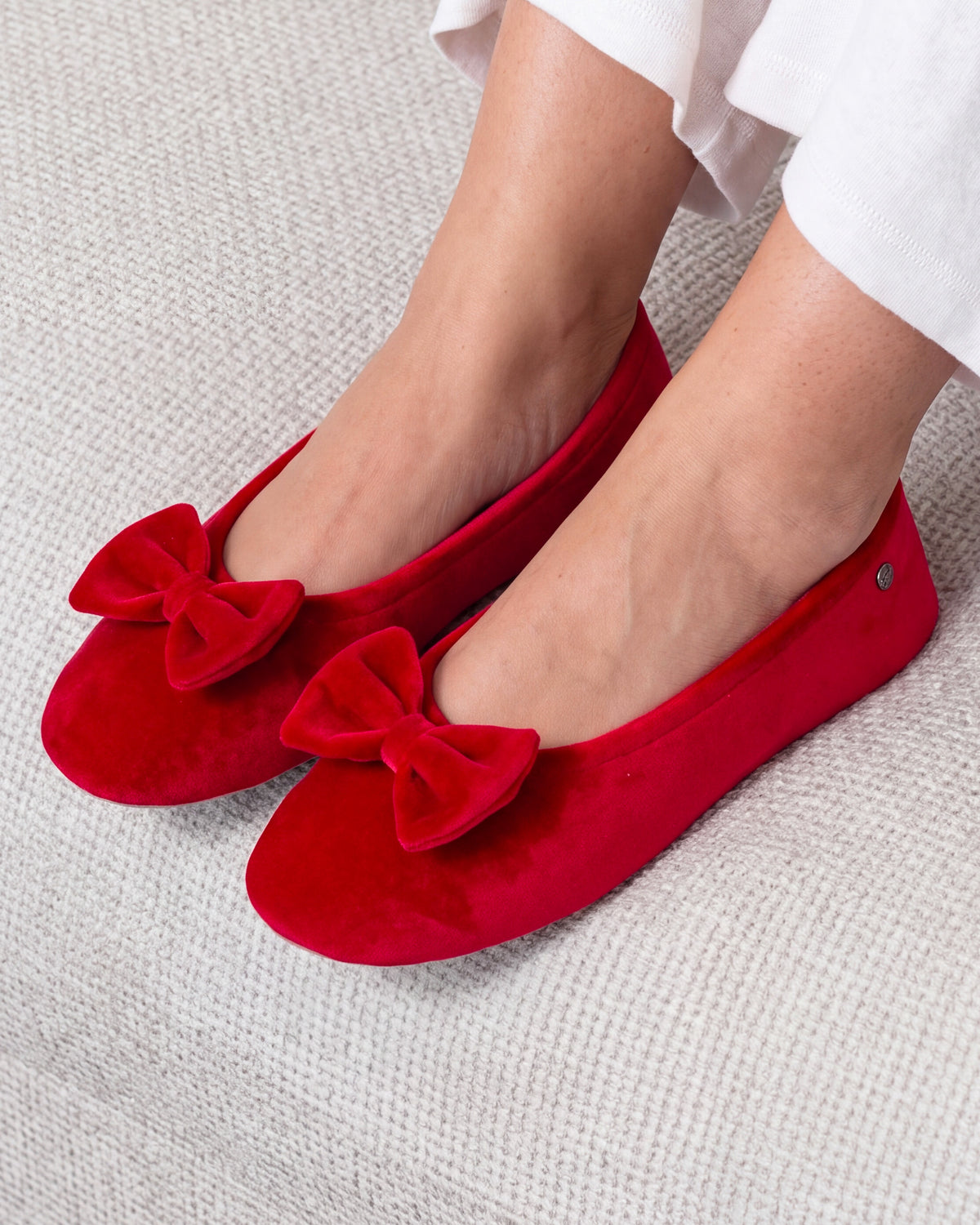 Zapatillas de casa bailarinas Mujer Grande Nudo Rojo
