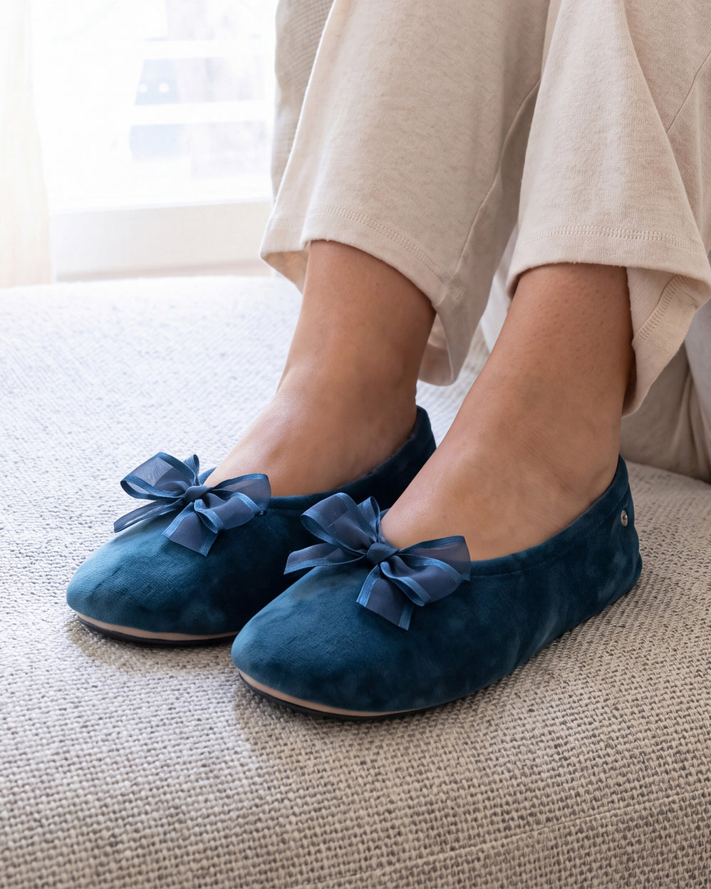 Zapatillas de casa Bailarinas Mujer Tulle Azul Pato - Isotoner