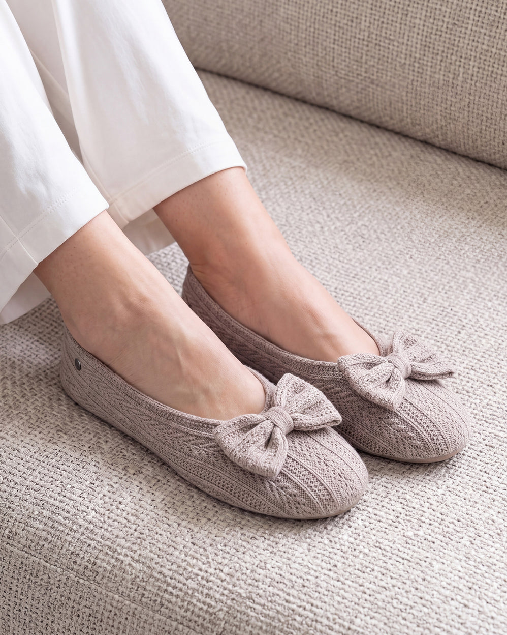 Zapatillas de casa Bailarinas Mujer Gran Lazo Topo - Isotoner