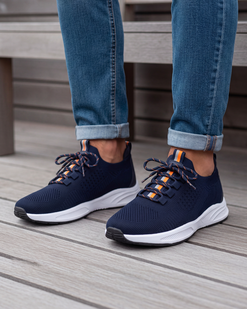 Tenis Confort Hombre slip-on cordones Marino/Naranja - Isotoner