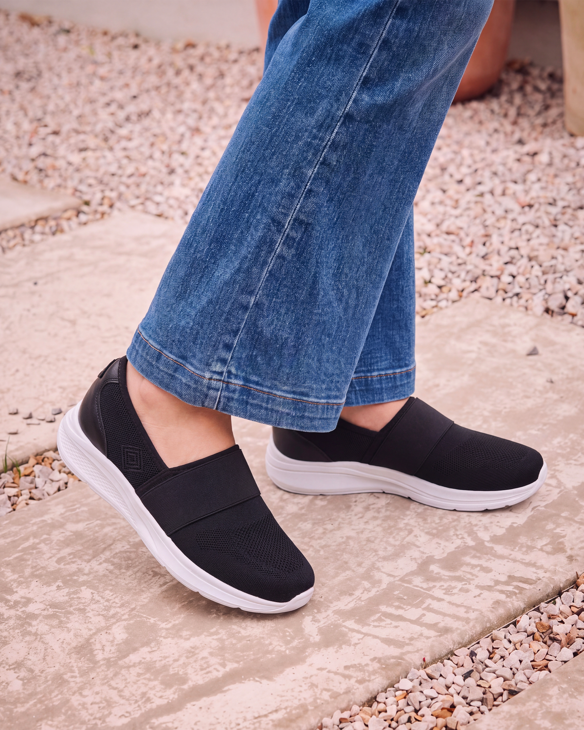 Tenis slippers Mujer elastico Negro