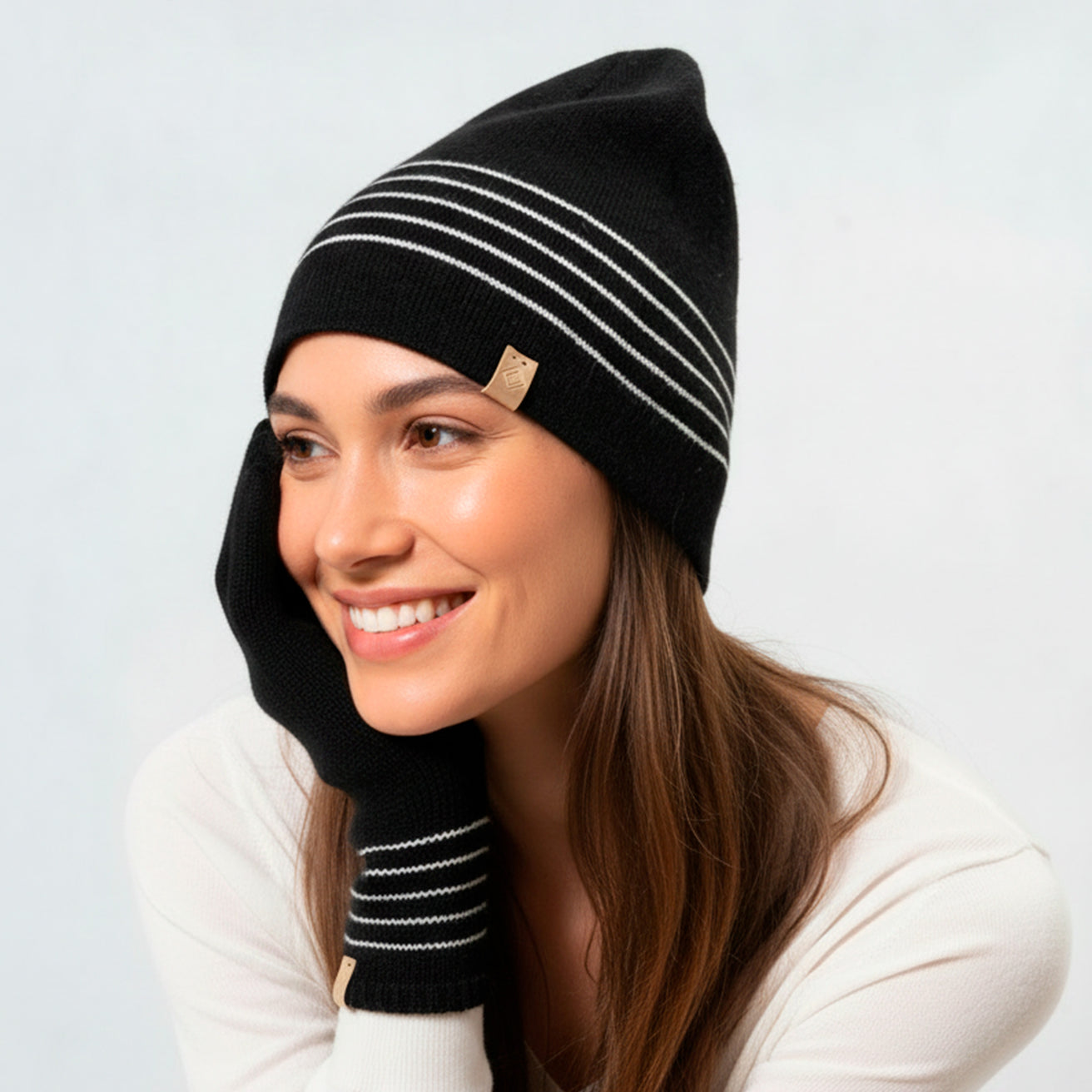 Gorro Mujer Soft Touch Negro rayas