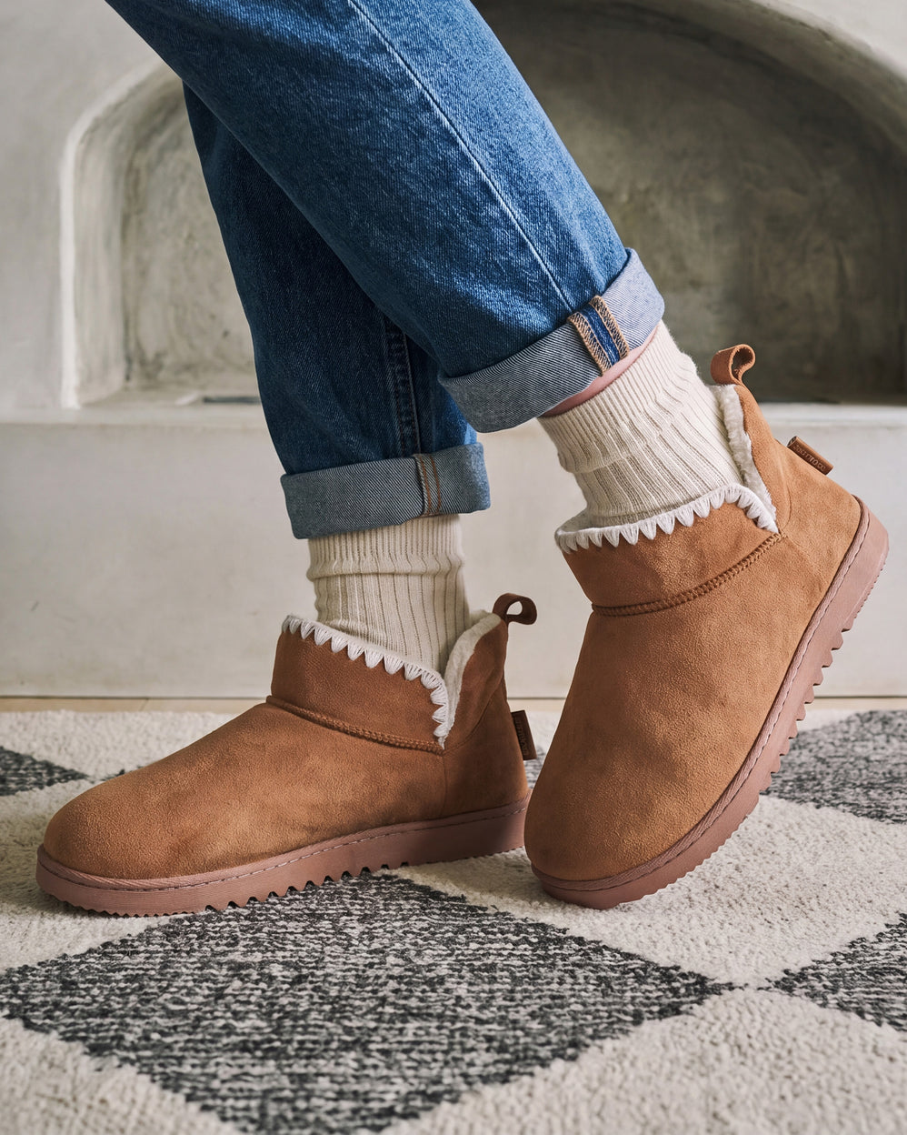 Zapatillas de casa botines Mujer Camel bordados - Isotoner