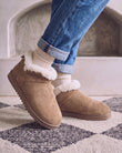 Zapatillas de casa botines cuero Mujer Camel
