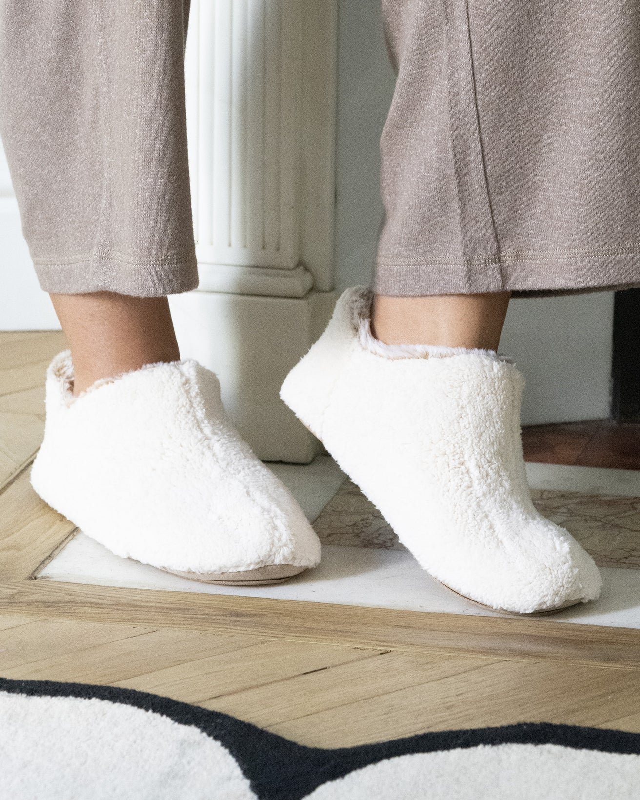 Zapatillas de casa botines bajos Mujer Marfíl