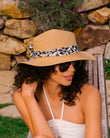 Sombrero Mujer Canotier pañuelo caqui corazón