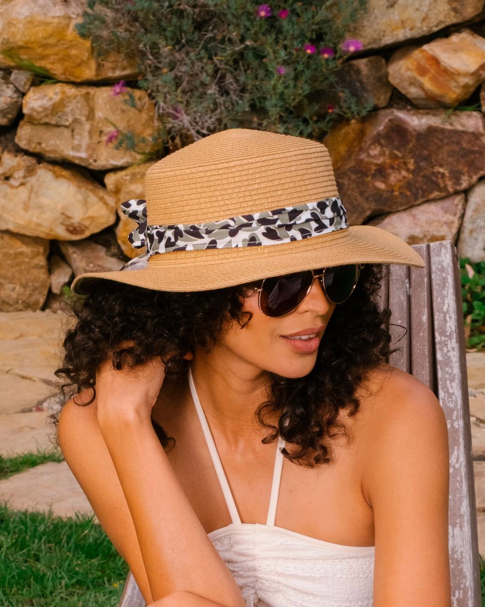 Sombrero Mujer Canotier pañuelo caqui corazón - Isotoner