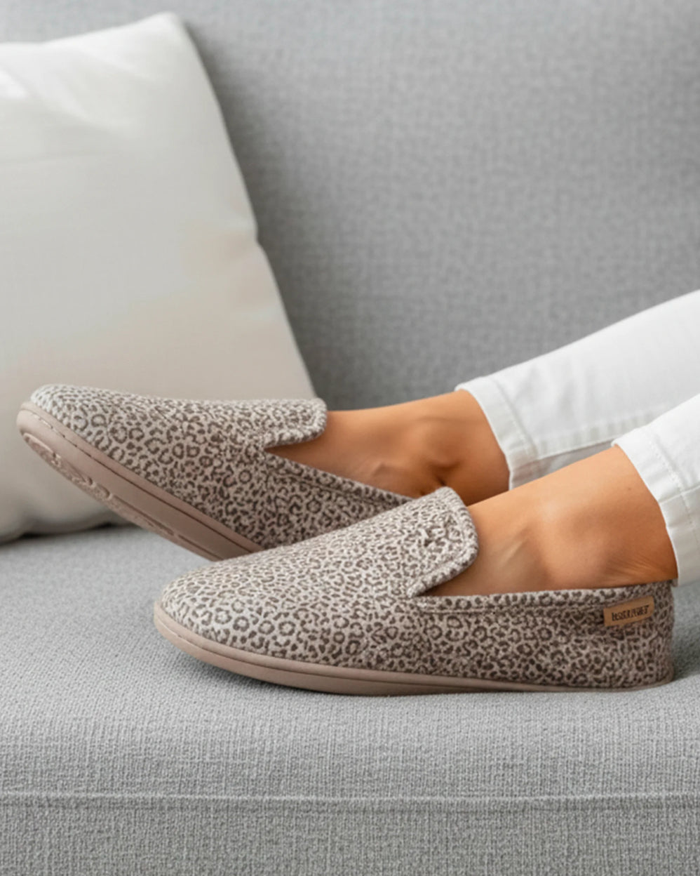 Zapatillas ergonómicas Mujer Beige Leopardo - Isotoner