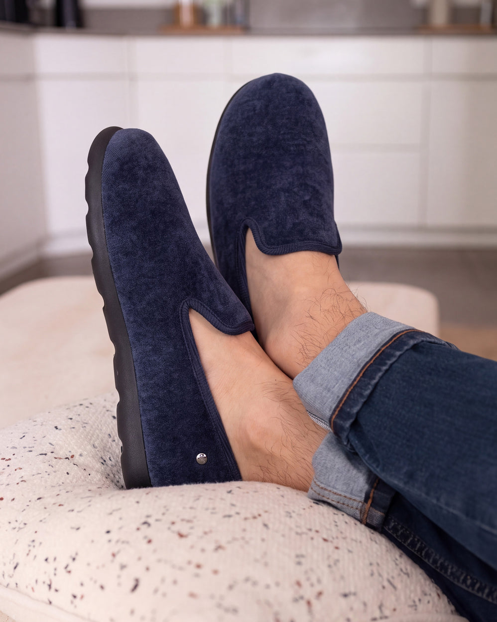 Zapatillas de casa Hombre Cerradas Azul marino moteado - Isotoner