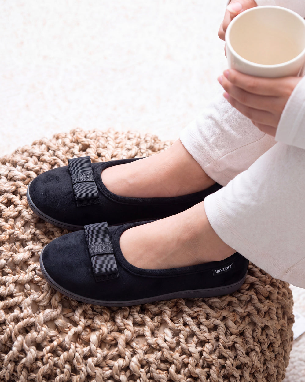 Mujer Zapatillas de casa ergonómicas Negro - Isotoner