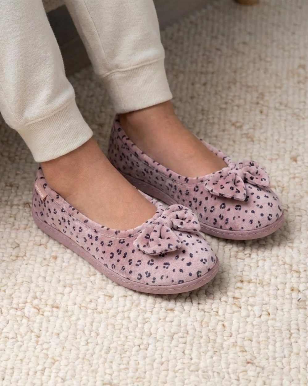Zapatillas de casa Bailarinas ergonómicas Mujer Leopardo blush - Isotoner