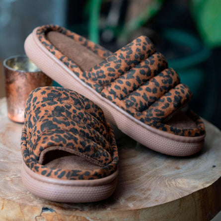 Zapatillas de casa sandalias BLOUP Mujer Leopardo Camel - Isotoner