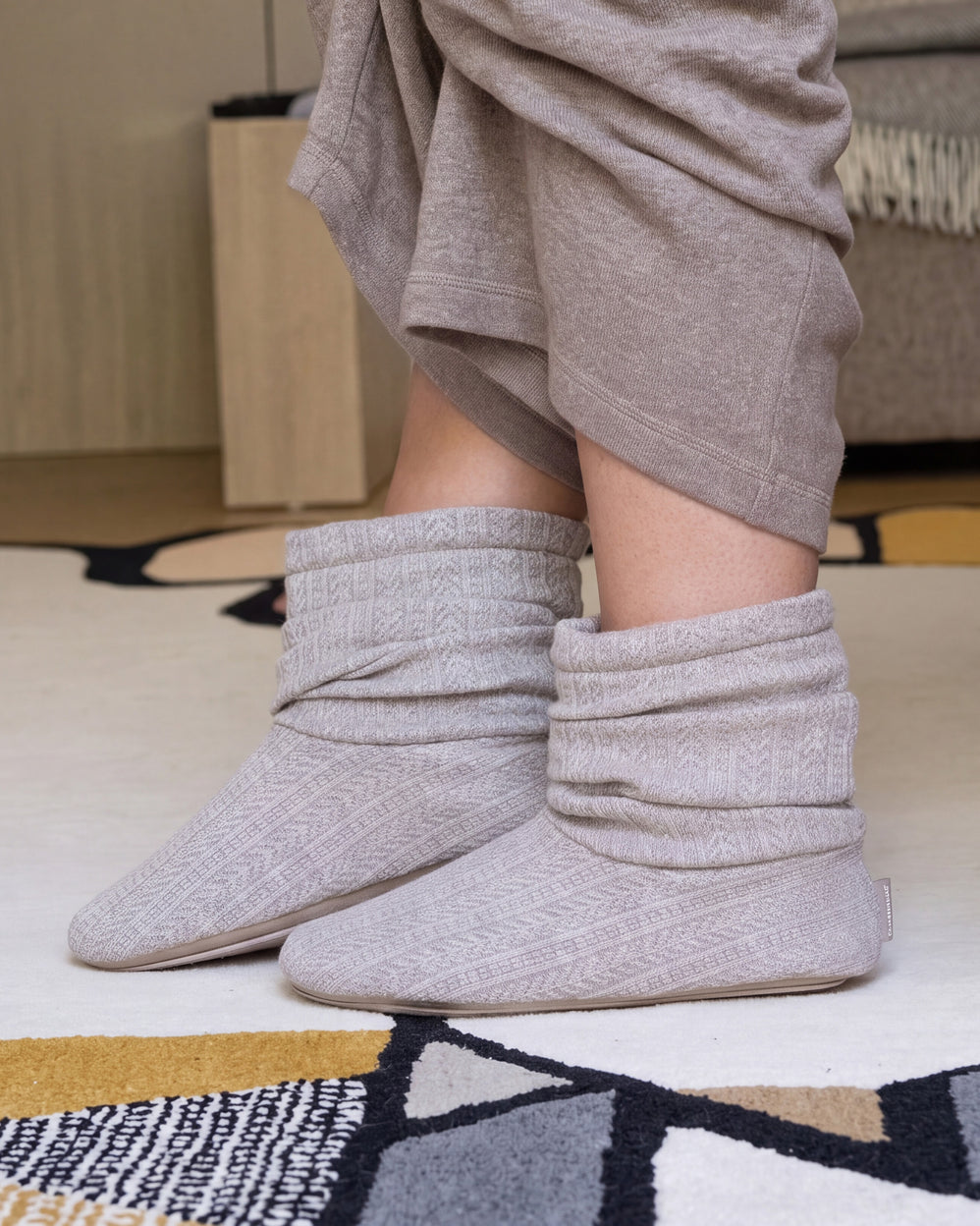 Zapatillas de casa botines Punto Beige claro - Isotoner