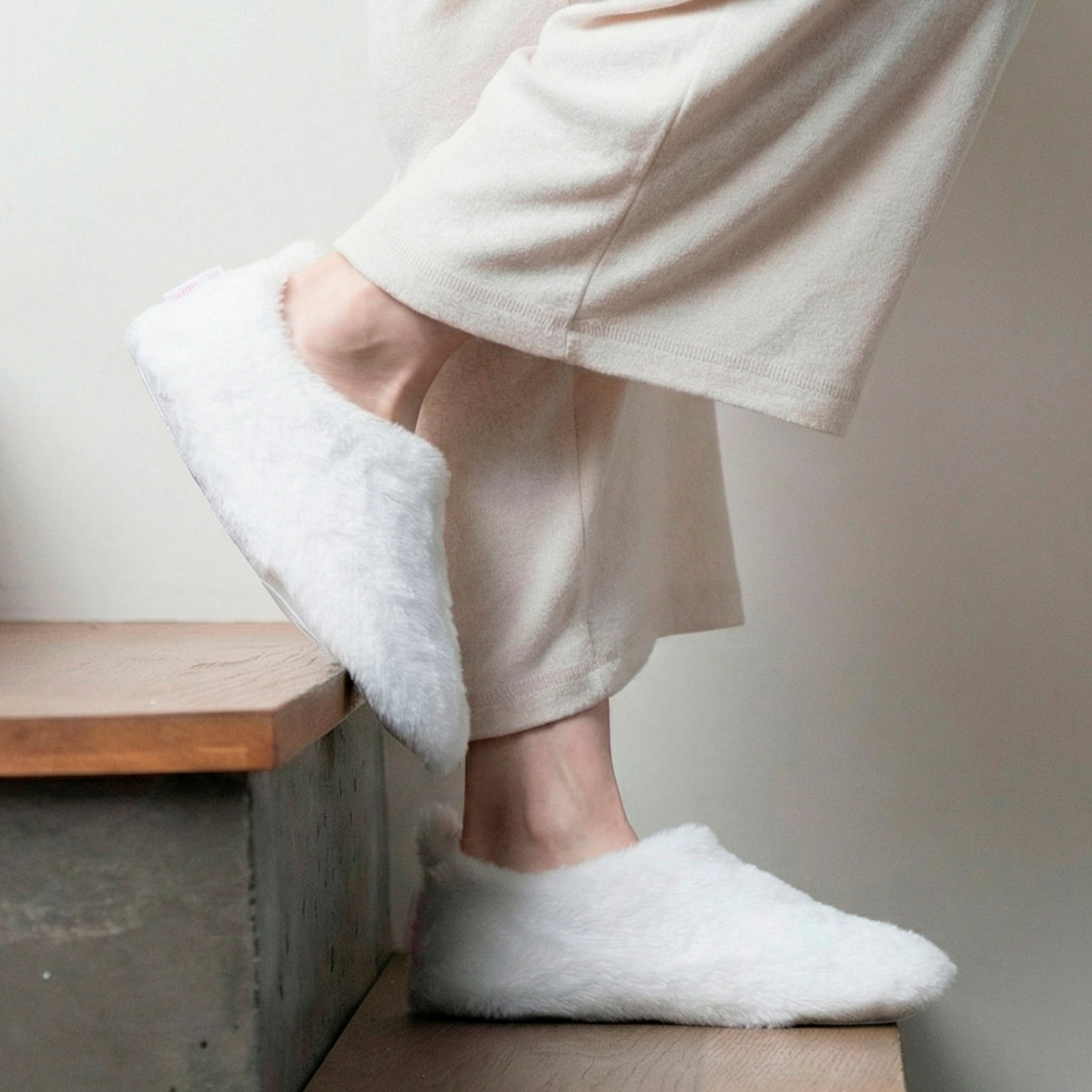 Zapatillas de casa botines Mujer Marfíl