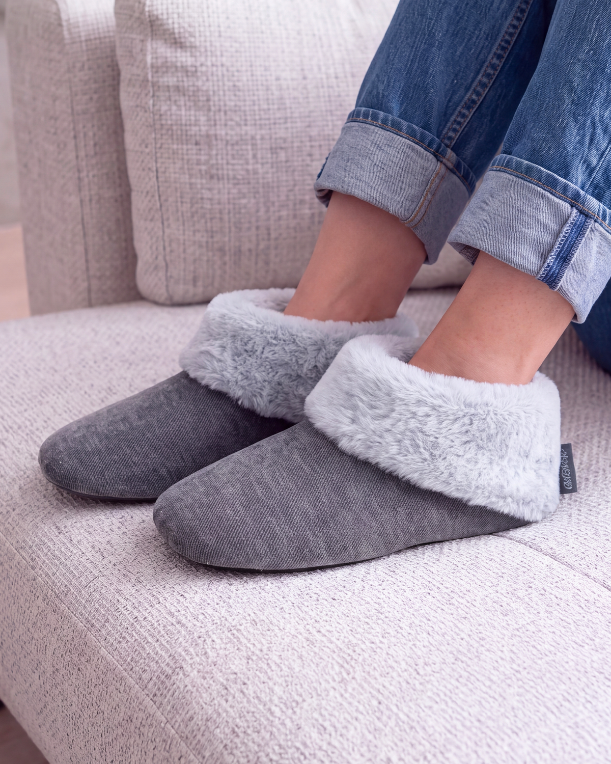 Zapatillas de casa Botines Mujer purpurina Gris oscuro