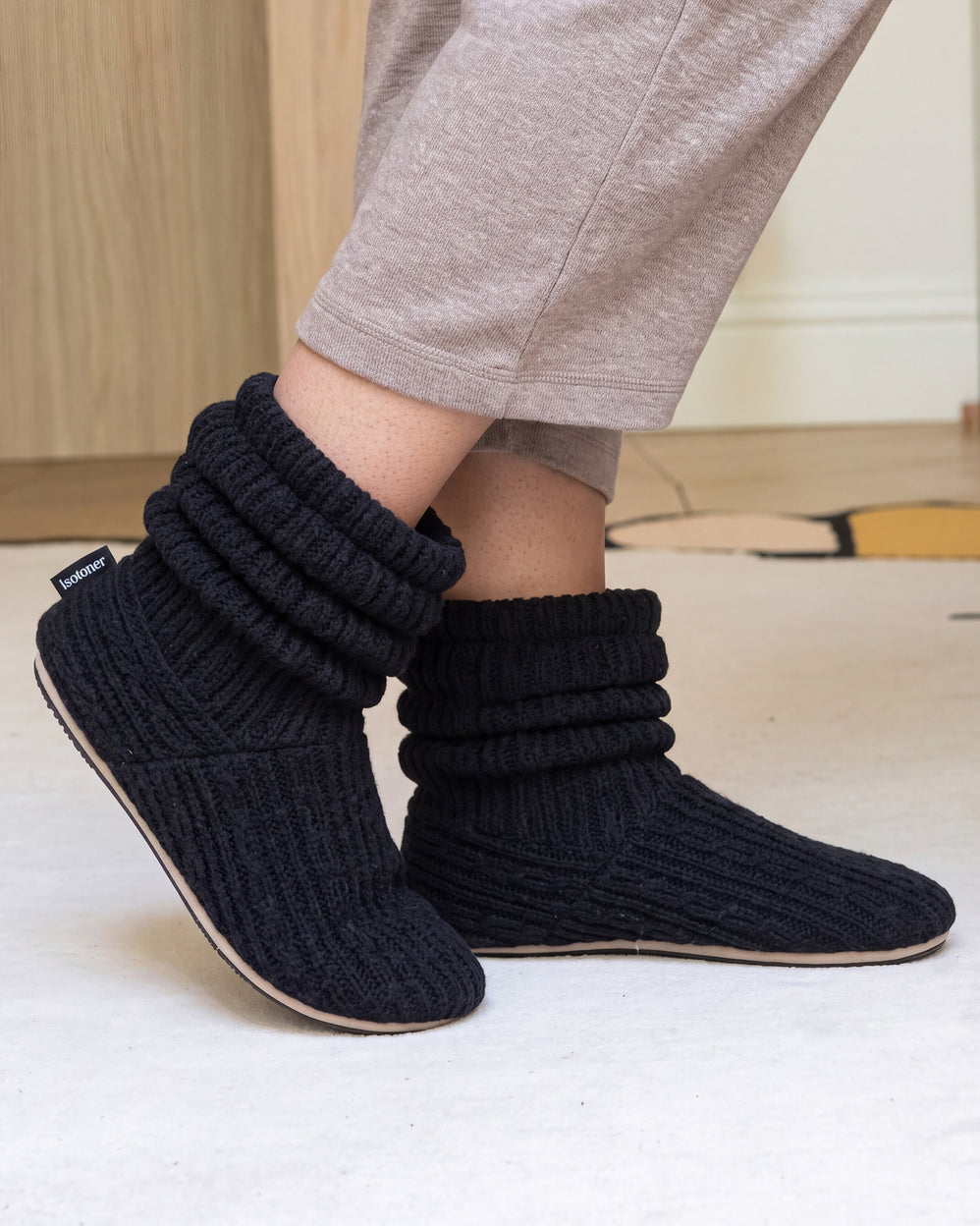 Zapatillas de casa botines Punto Negro - Isotoner
