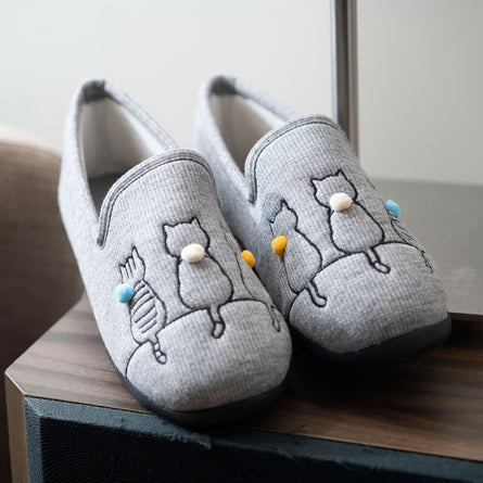 Mujer Zapatillas de casa Cerradas Fancy cat Gris iridiscente - Isotoner