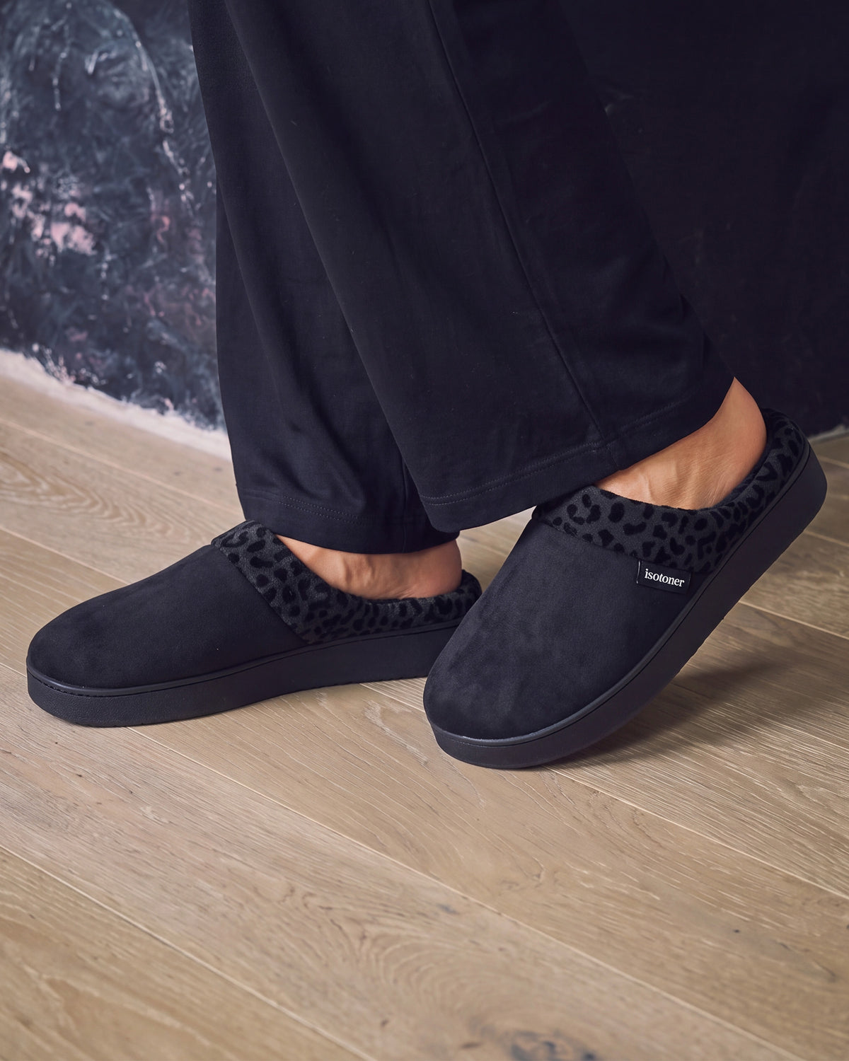 Zapatillas de casa Mujer tacón plataforma Negro