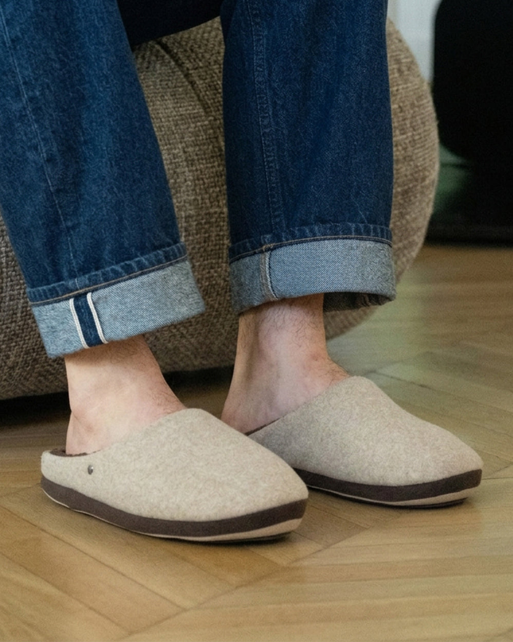 Zapatillas de casa chinelas Hombre fieltro Beige - Isotoner
