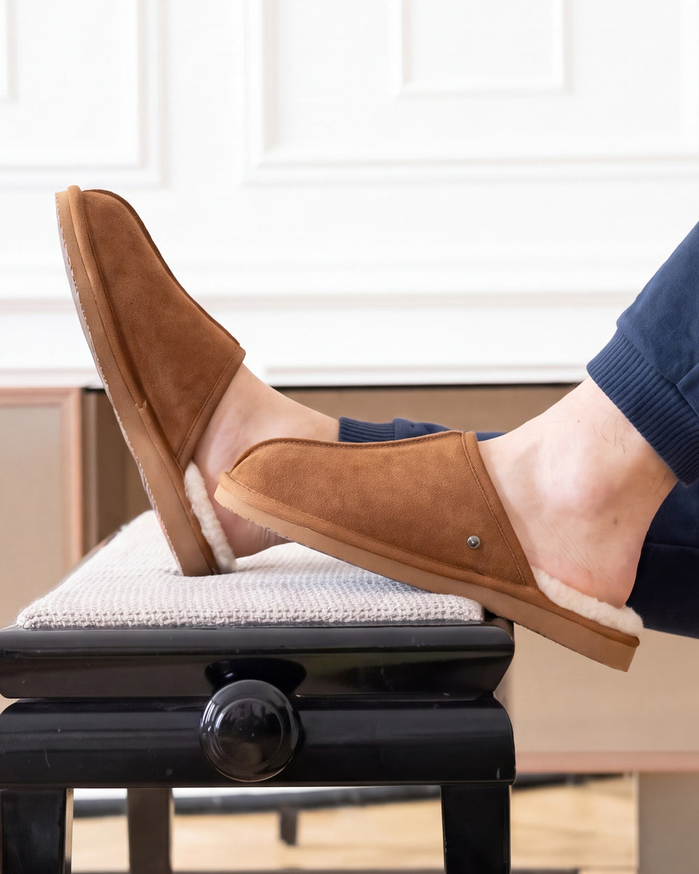 Zapatillas de casa chinelas Hombre Cuero Camel - Isotoner