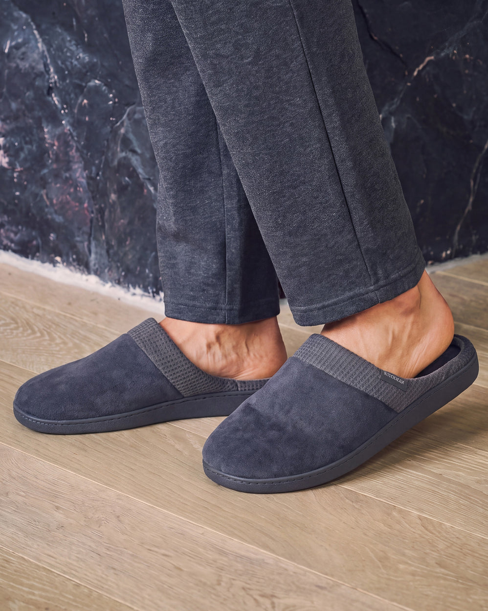 Zapatillas de casa Chinelas Hombre Cuadrados Gris - Isotoner