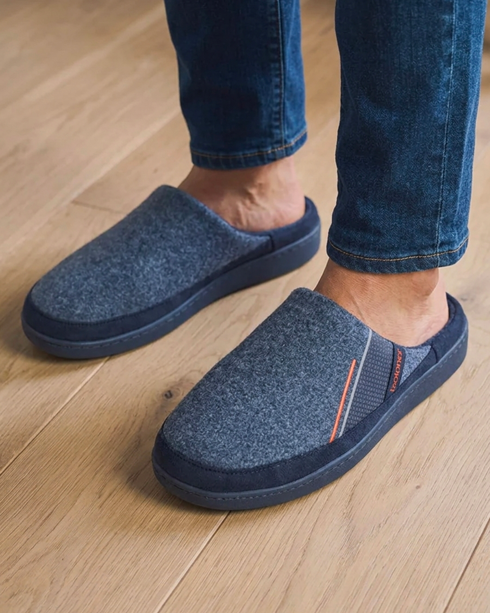 Zapatillas de casa Chinelas Hombre Marino ribete Naranja - Isotoner
