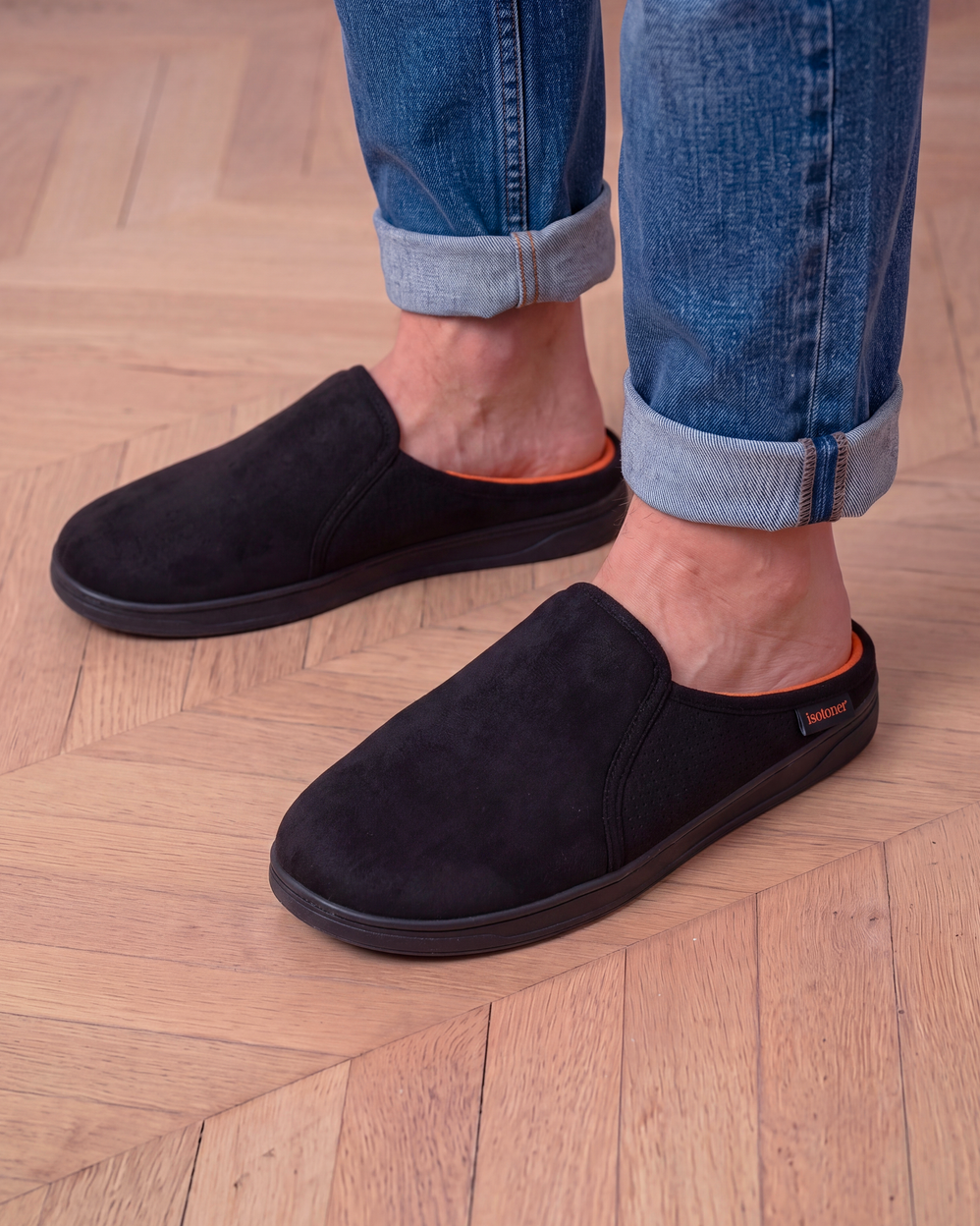 Zapatillas de casa Chinelas Hombre Negro perforadas - Isotoner