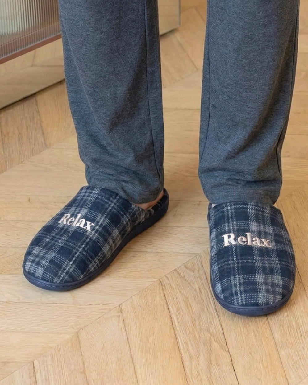 Zapatillas de casa chinelas Hombre Tartán marino - Isotoner